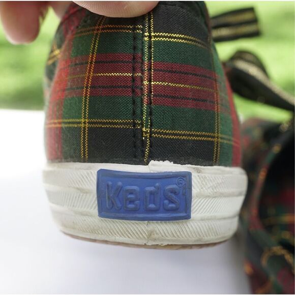Vintage 90s Keds Red Green Christmas Plaid Sneakers - Picture 8 of 11